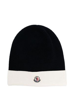 Cappello in cotone blu e bianco MONCLER KIDS | 3B00002M1367P70